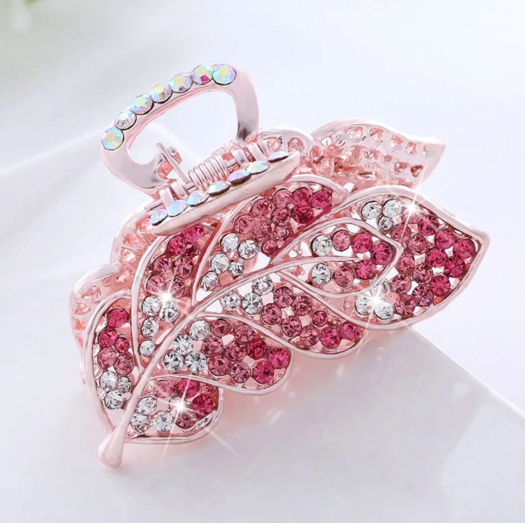 HAPPY000005 HC - L   6cm Leaf Shape Claw Hair Clip (Blue and pink colors)