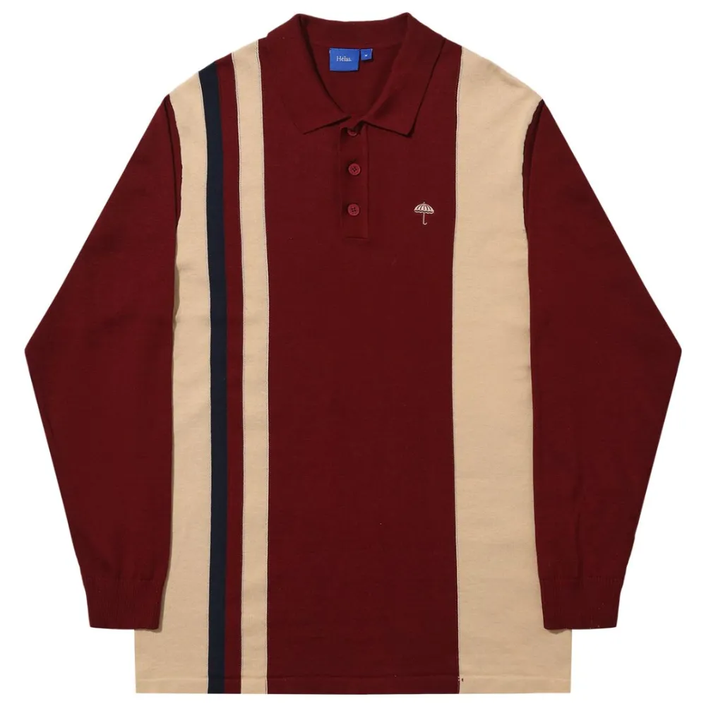 Helas Fella Knit Long Sleeve Polo | Burgandy