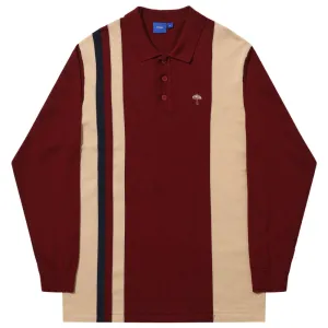 Helas Fella Knit Long Sleeve Polo | Burgandy