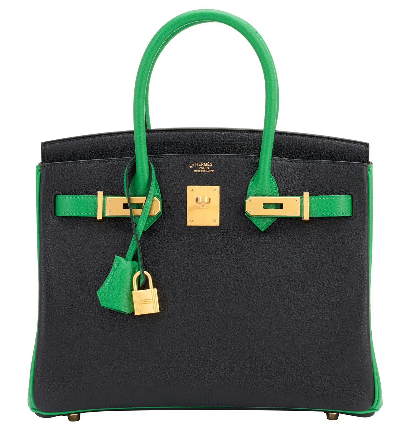 Hermes HSS Bamboo and Black Bi-Color SO Birkin Bag 30cm Gold Hardware