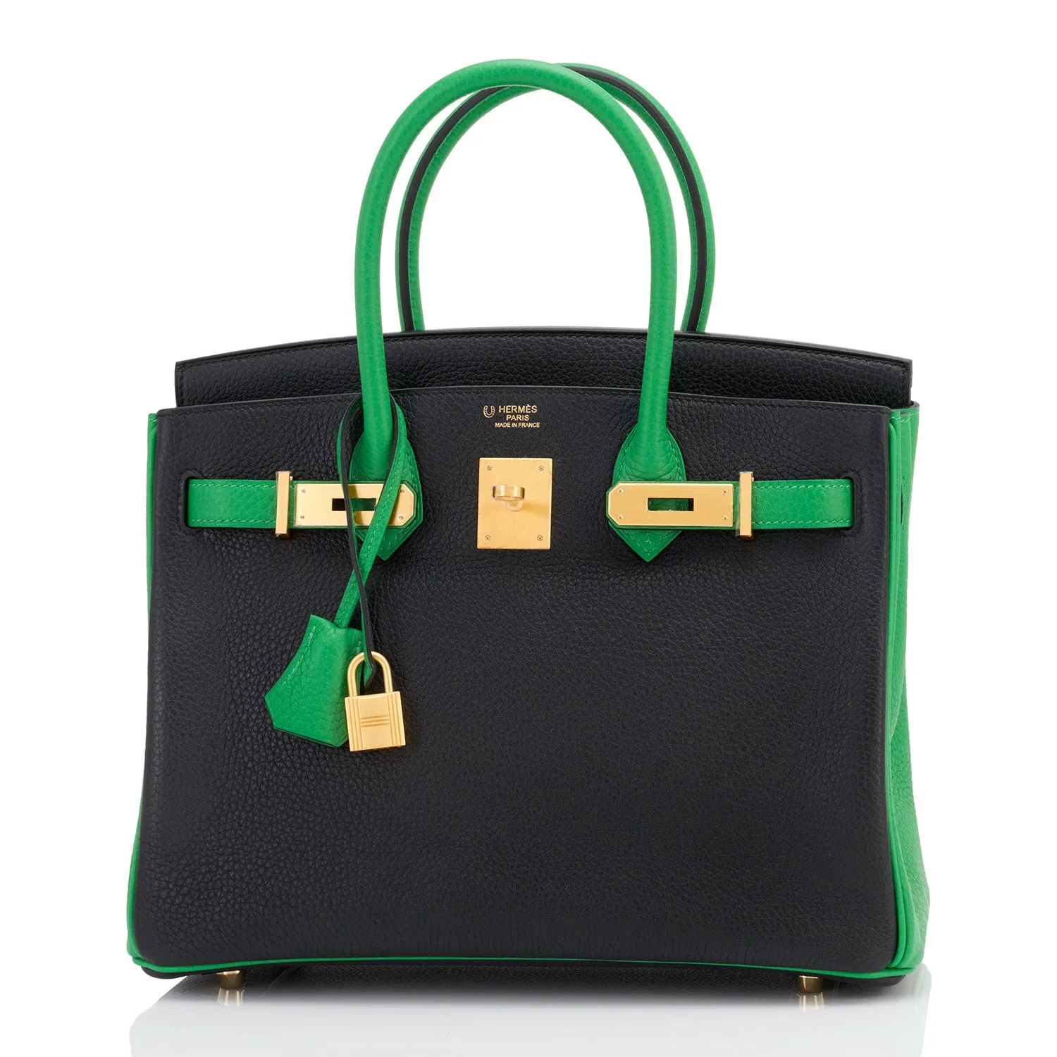 Hermes HSS Bamboo and Black Bi-Color SO Birkin Bag 30cm Gold Hardware