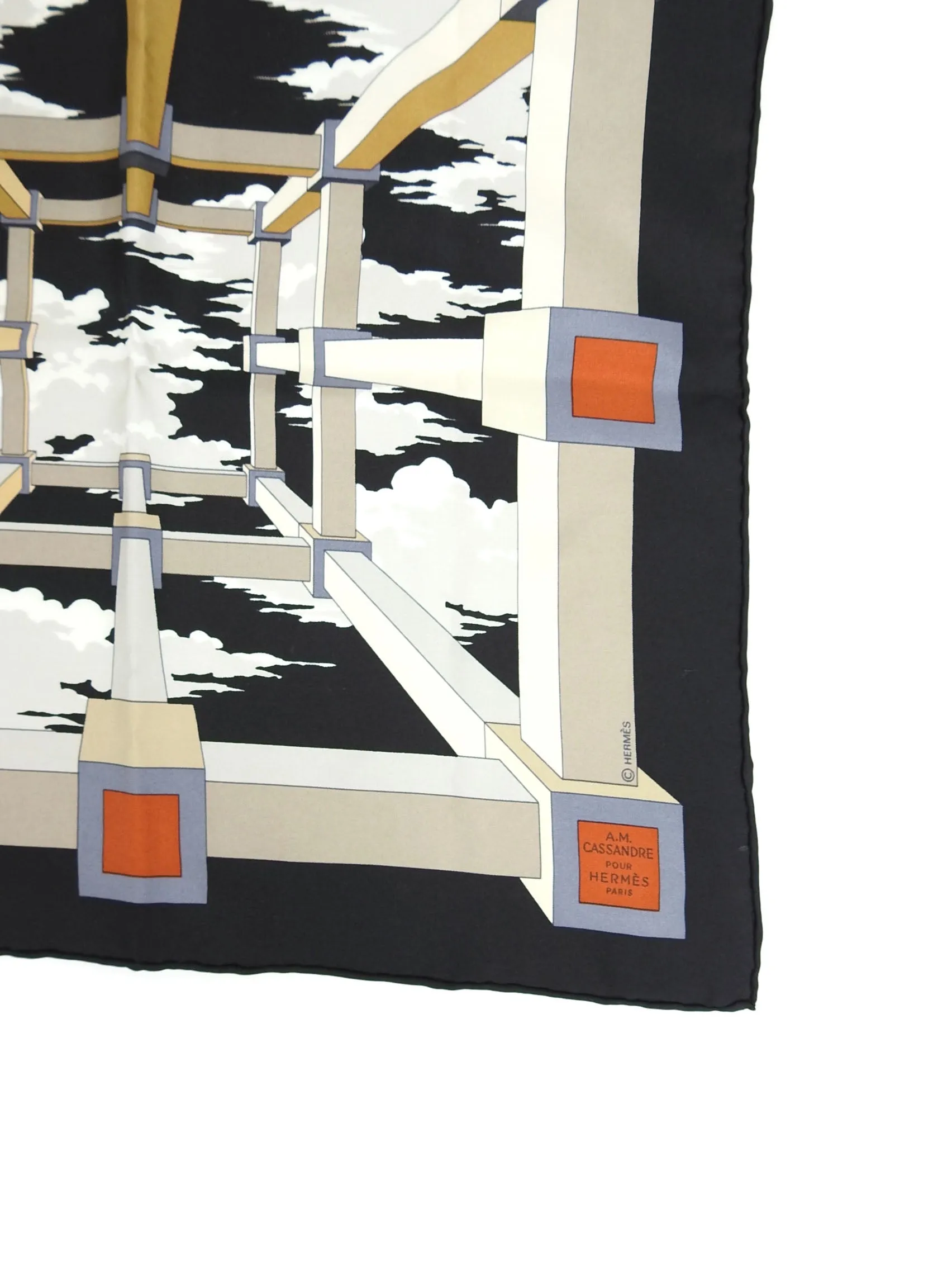 Hermes Silk Geometric Pocket Square