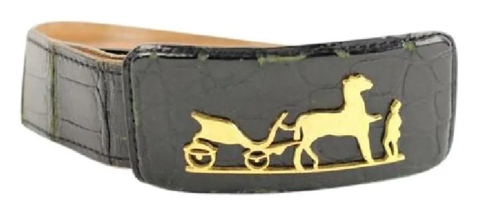 Hermès Crocodile Carriage Belt Black 106HERA823