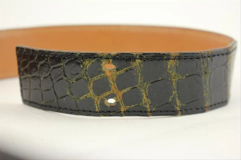 Hermès Crocodile Carriage Belt Black 106HERA823