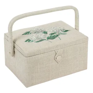 Hobby Gift | Embroidered Medium Sewing Box | Hydrangea