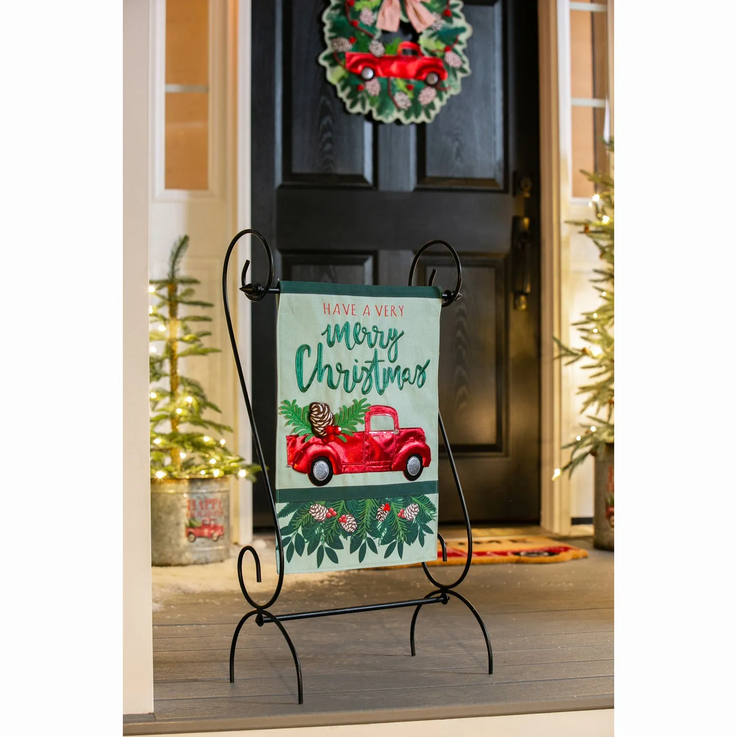 Holiday Red Truck Garden Linen Flag,14l8743bl