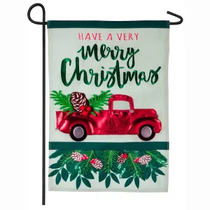 Holiday Red Truck Garden Linen Flag,14l8743bl