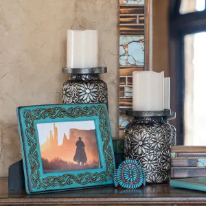 Home, Faux Metal Embossed Pillar