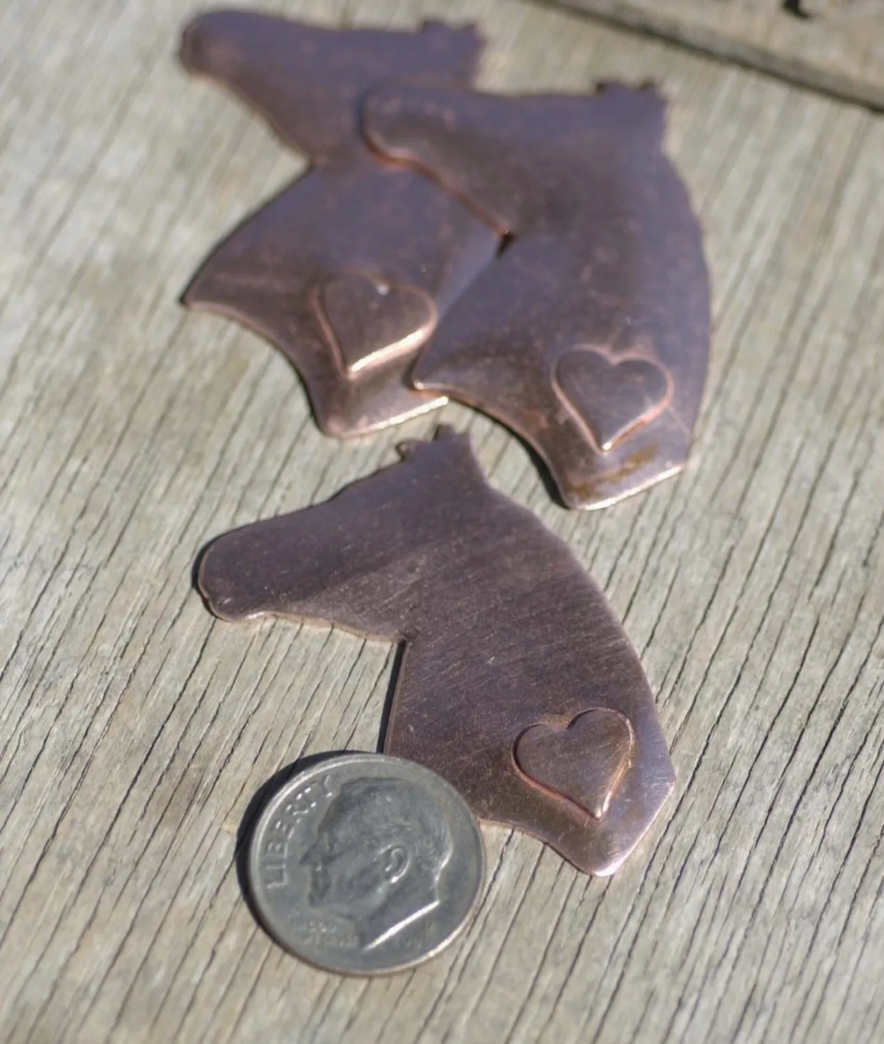 Horse Head 40mm x 30mm Embossed Little Heart Blanks Enameling Stamping Texturing