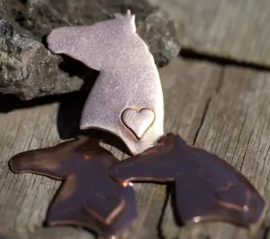 Horse Head 40mm x 30mm Embossed Little Heart Blanks Enameling Stamping Texturing