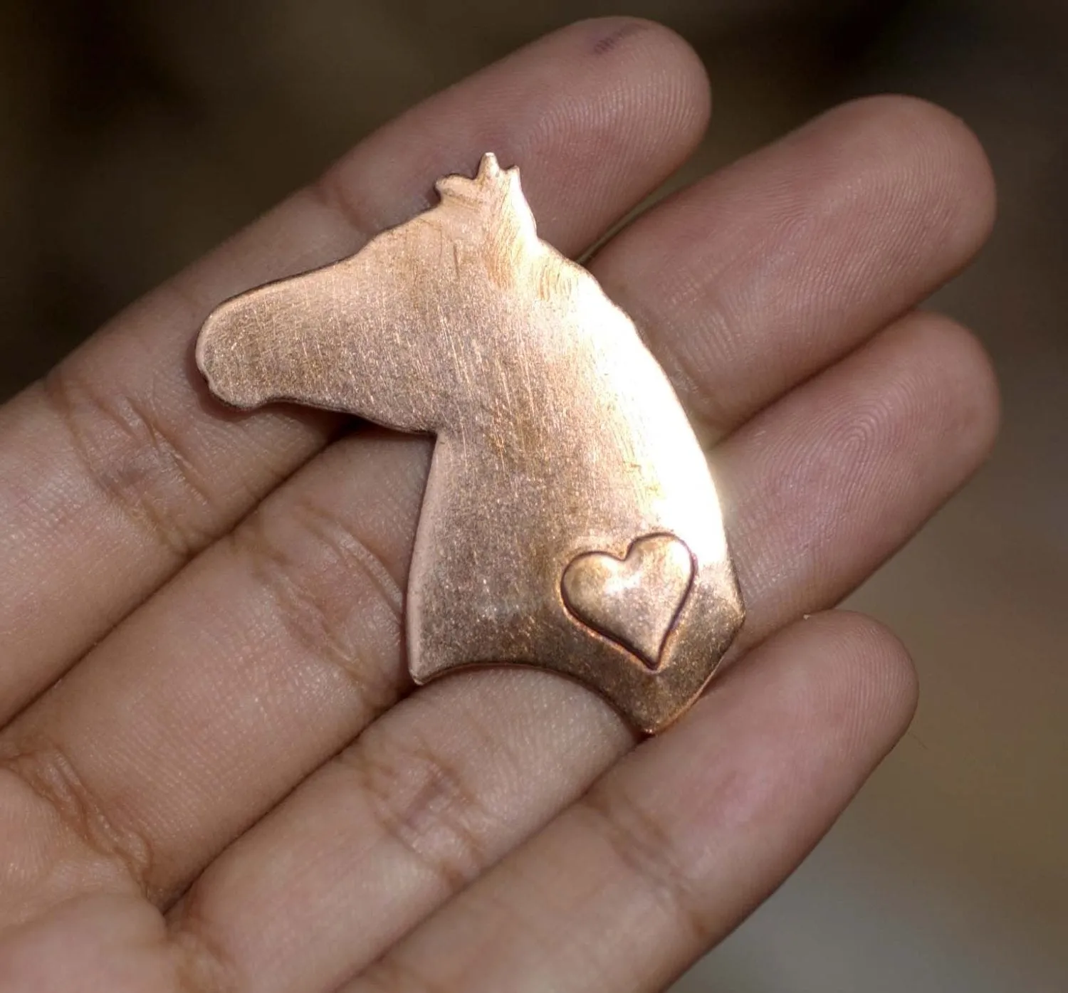 Horse Head 40mm x 30mm Embossed Little Heart Blanks Enameling Stamping Texturing