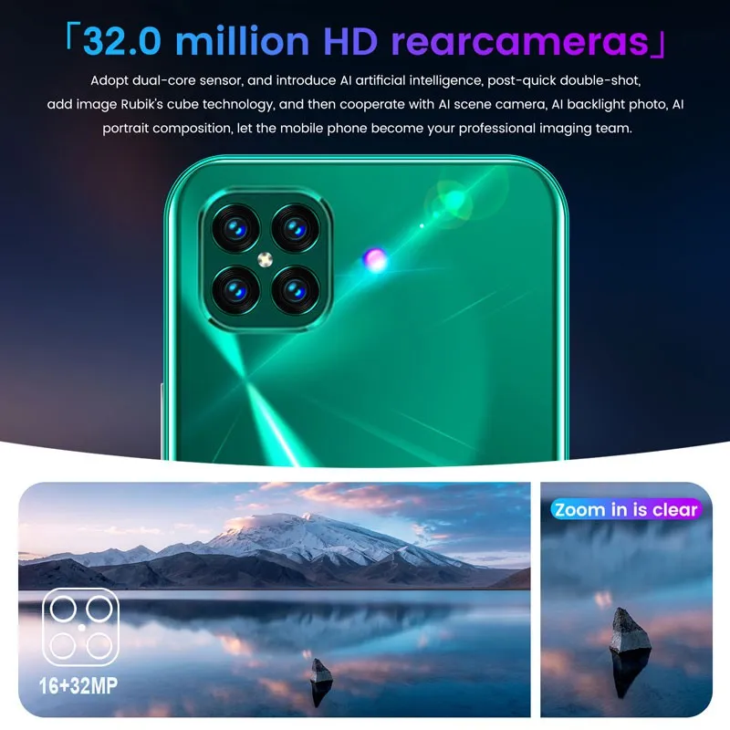 i12 6.7Inch Large Screen Phone Notch Screen Android Quickly Unlock Smartphone(10 512G) black_British plug