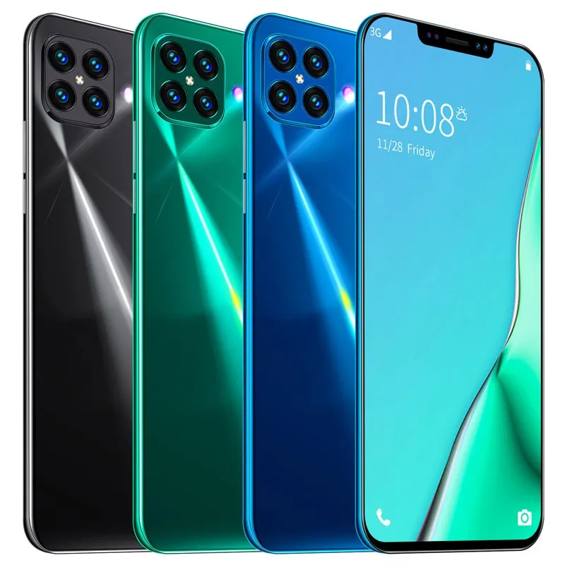 i12 6.7Inch Large Screen Phone Notch Screen Android Quickly Unlock Smartphone(10 512G) black_British plug