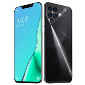i12 6.7Inch Large Screen Phone Notch Screen Android Quickly Unlock Smartphone(10 512G) black_British plug