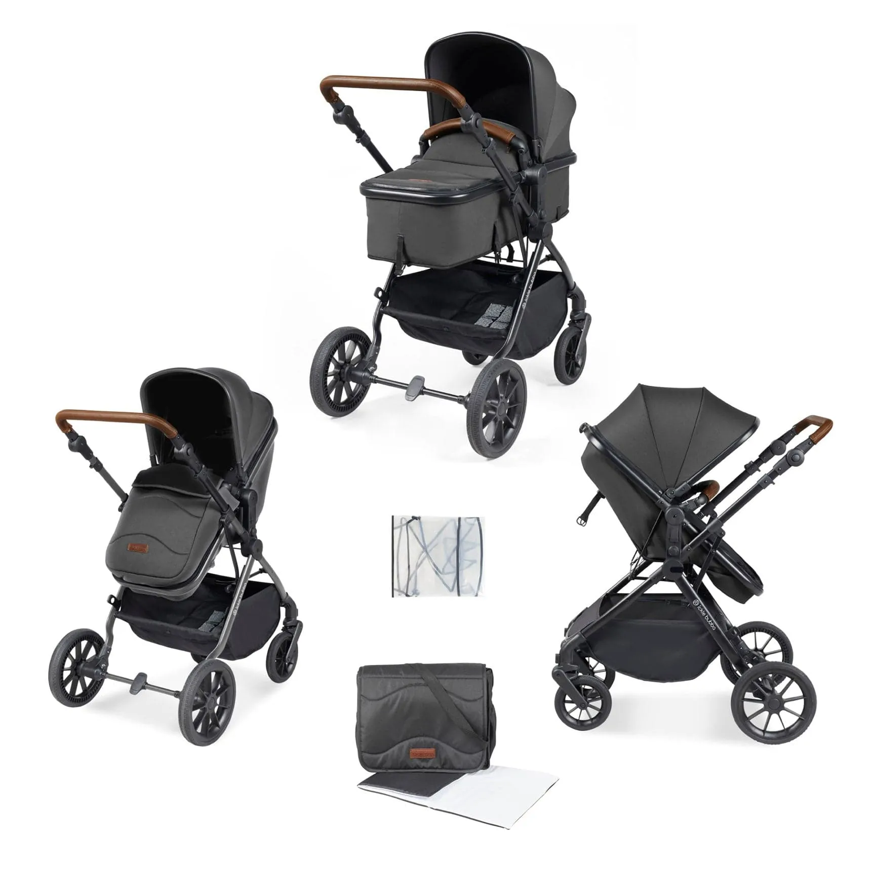 Ickle Bubba Cosmo 2 in 1 Plus Carrycot & Pushchair - Black/Graphite Grey