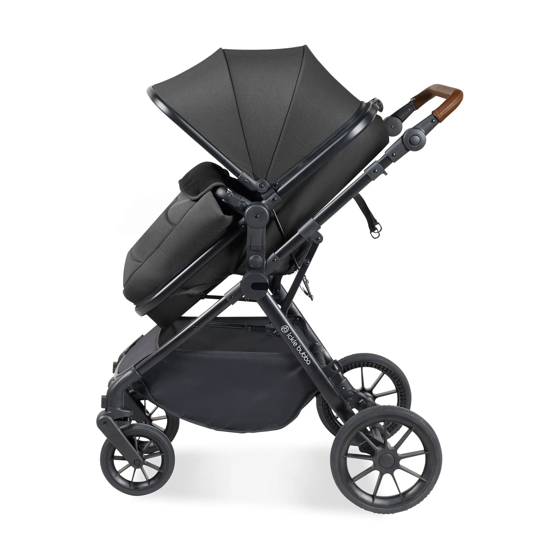 Ickle Bubba Cosmo 2 in 1 Plus Carrycot & Pushchair - Black/Graphite Grey
