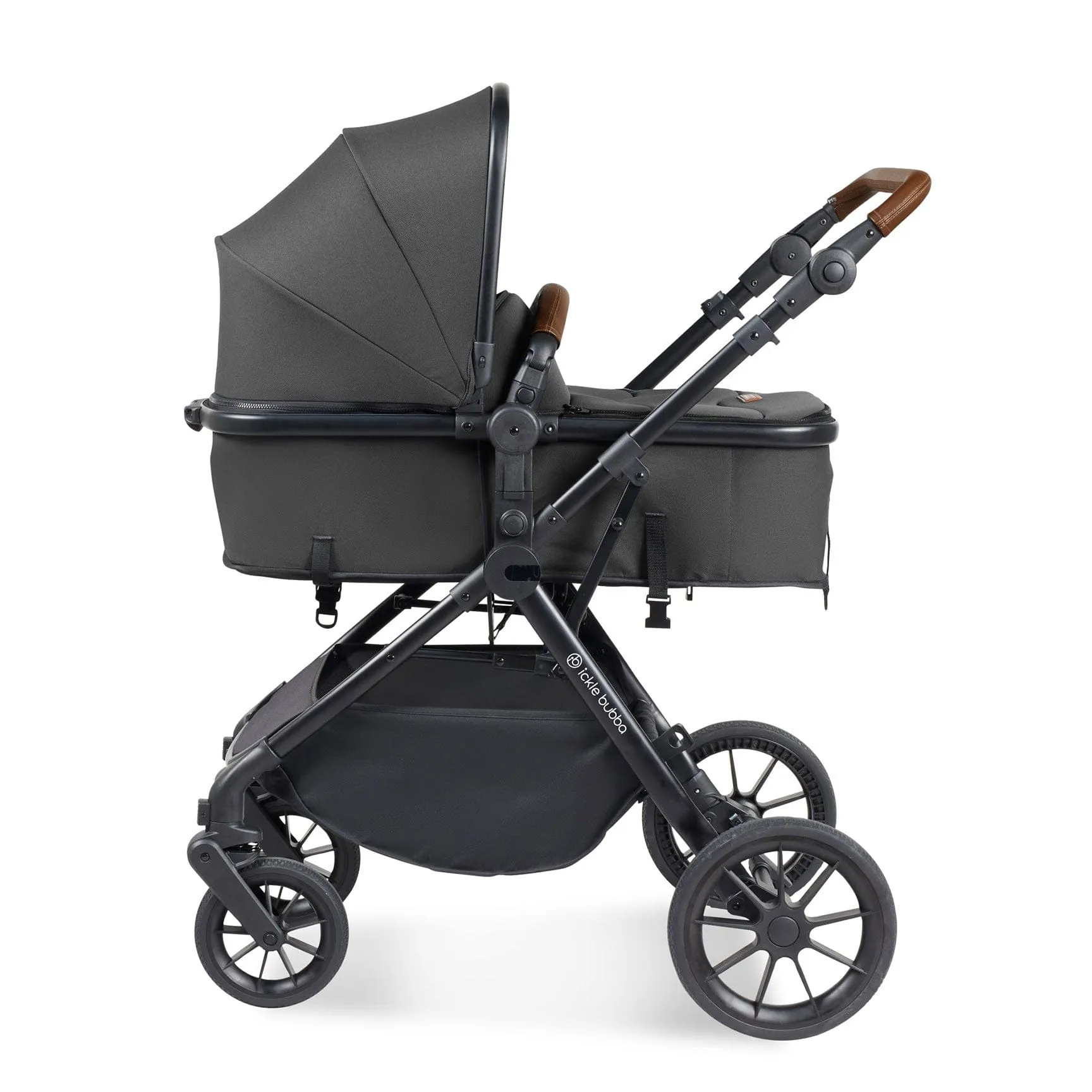 Ickle Bubba Cosmo 2 in 1 Plus Carrycot & Pushchair - Black/Graphite Grey