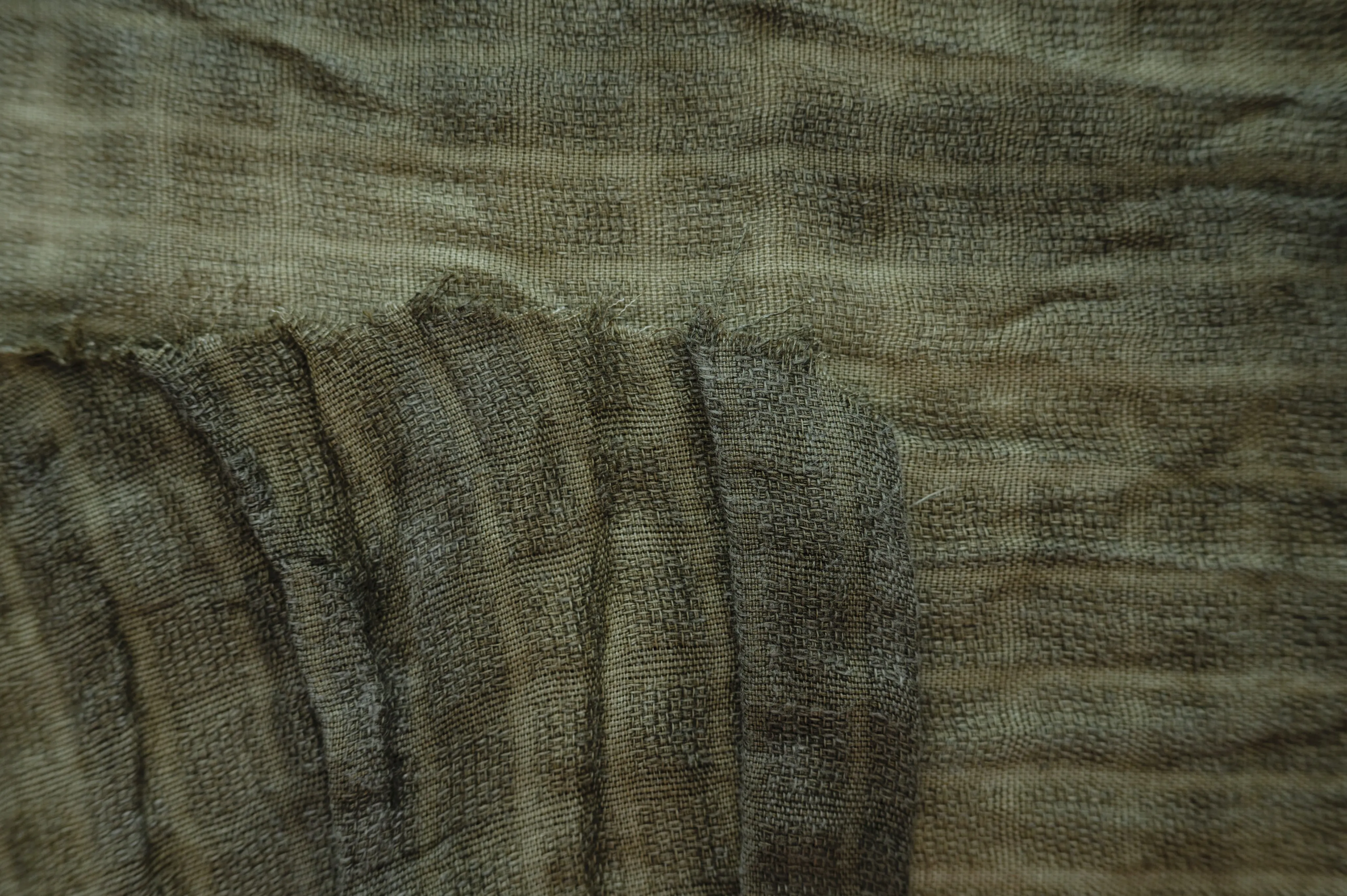 Irregular Basket Weave Linen Check - Two Tone - Khaki