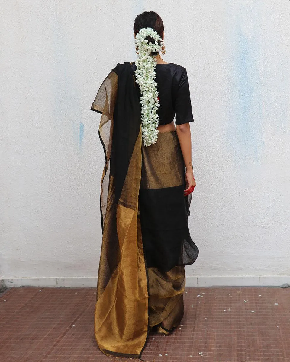 Kalyani Handwoven Linen Zari Saree