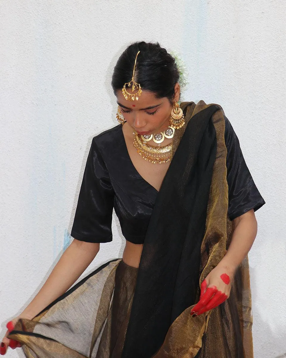 Kalyani Handwoven Linen Zari Saree
