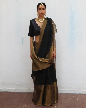 Kalyani Handwoven Linen Zari Saree