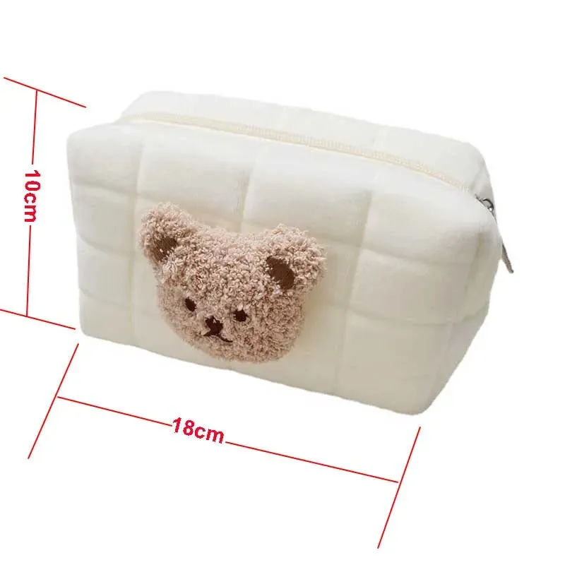 Kawaii Bear Baby Toiletry Bag 🐻✨ - Cute Cotton Makeup & Diaper Organizer for Moms! 🍼💖