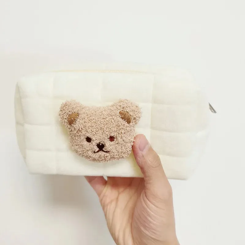 Kawaii Bear Baby Toiletry Bag 🐻✨ - Cute Cotton Makeup & Diaper Organizer for Moms! 🍼💖