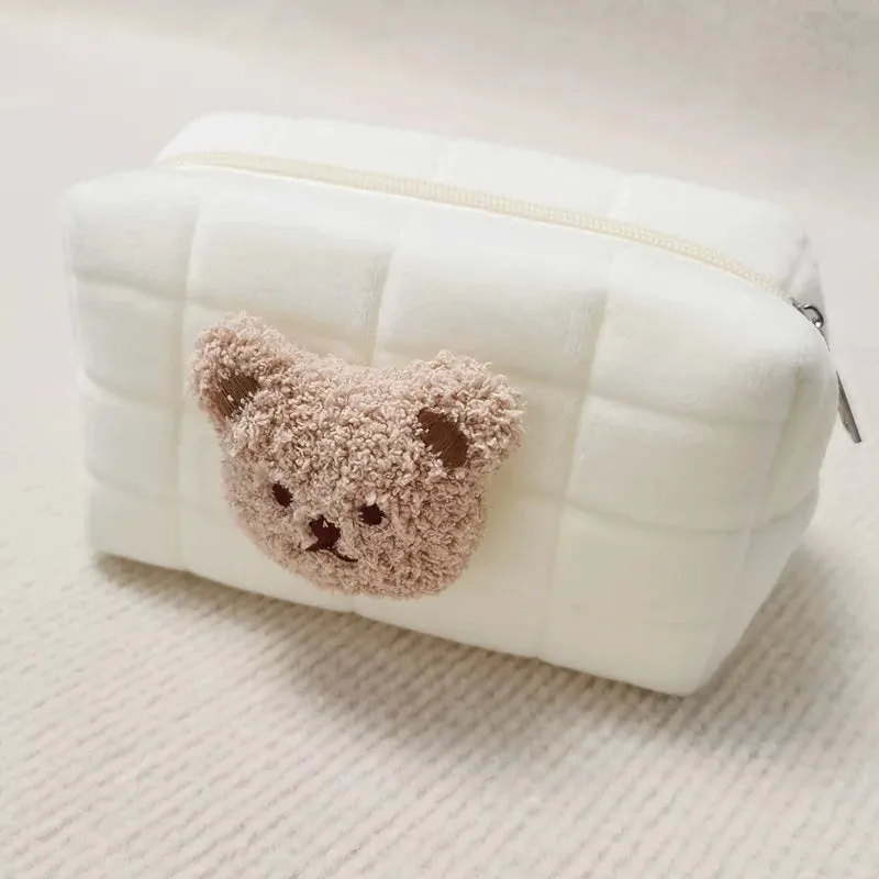 Kawaii Bear Baby Toiletry Bag 🐻✨ - Cute Cotton Makeup & Diaper Organizer for Moms! 🍼💖
