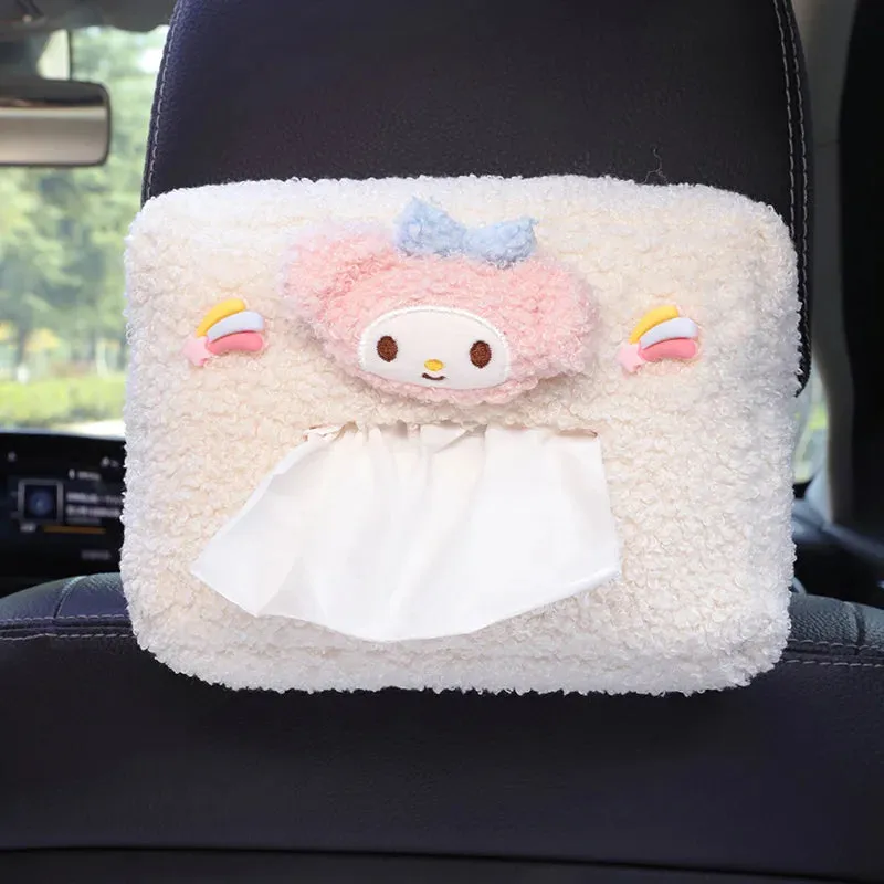 Kawaii Plush Flower Car Tissue Box Holder 🌸🚗 | Cute Auto Visor Organizer for Fun Road Trips! 🧻✨
