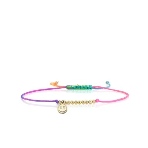 Kids Collection Gold & Diamond Tiny Happy Face Cord Bracelet