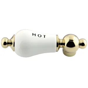 Kingston Brass AEPL2H Porcelain Lever Handle (Hot Side), Polished Brass