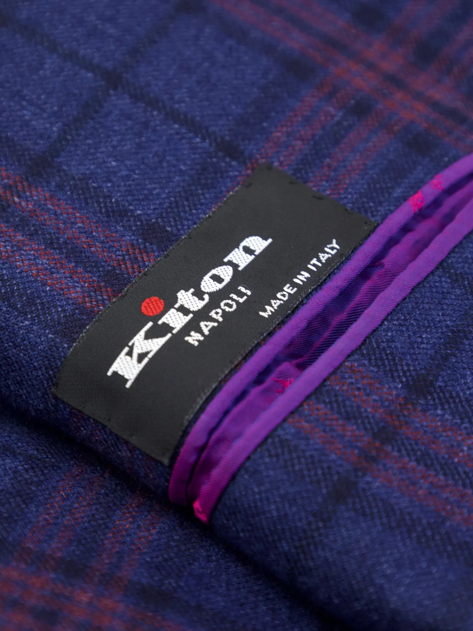 Kiton Blue & Red Cashmere, Silk & Linen Tartan Jacket