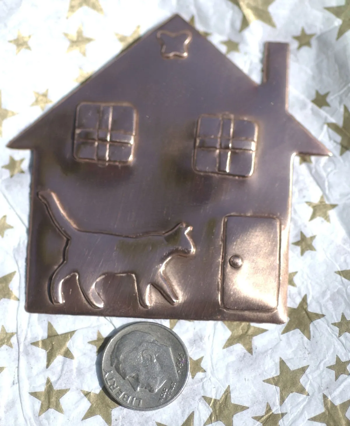 Kitty House 67mm x 64mm Embossed Cutout Shape for Metalworking Jewelry Making Shape Blank Variety Metals