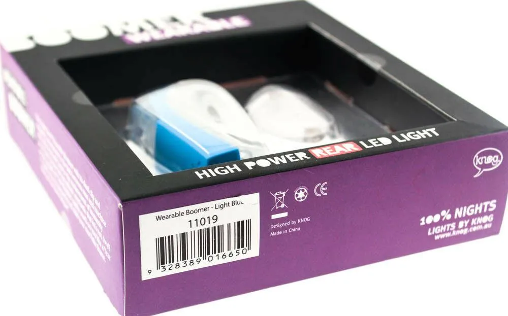 KNOG BOOMER Wearable Bike Rear Light Blue RED LED Light 7 Lumens 4 Mode 600m NEW