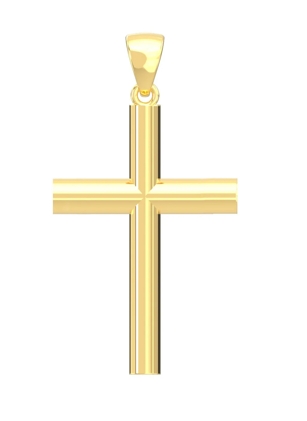 Ladies 14k Yellow Gold Christian Cross Pendant Necklace, 35mm