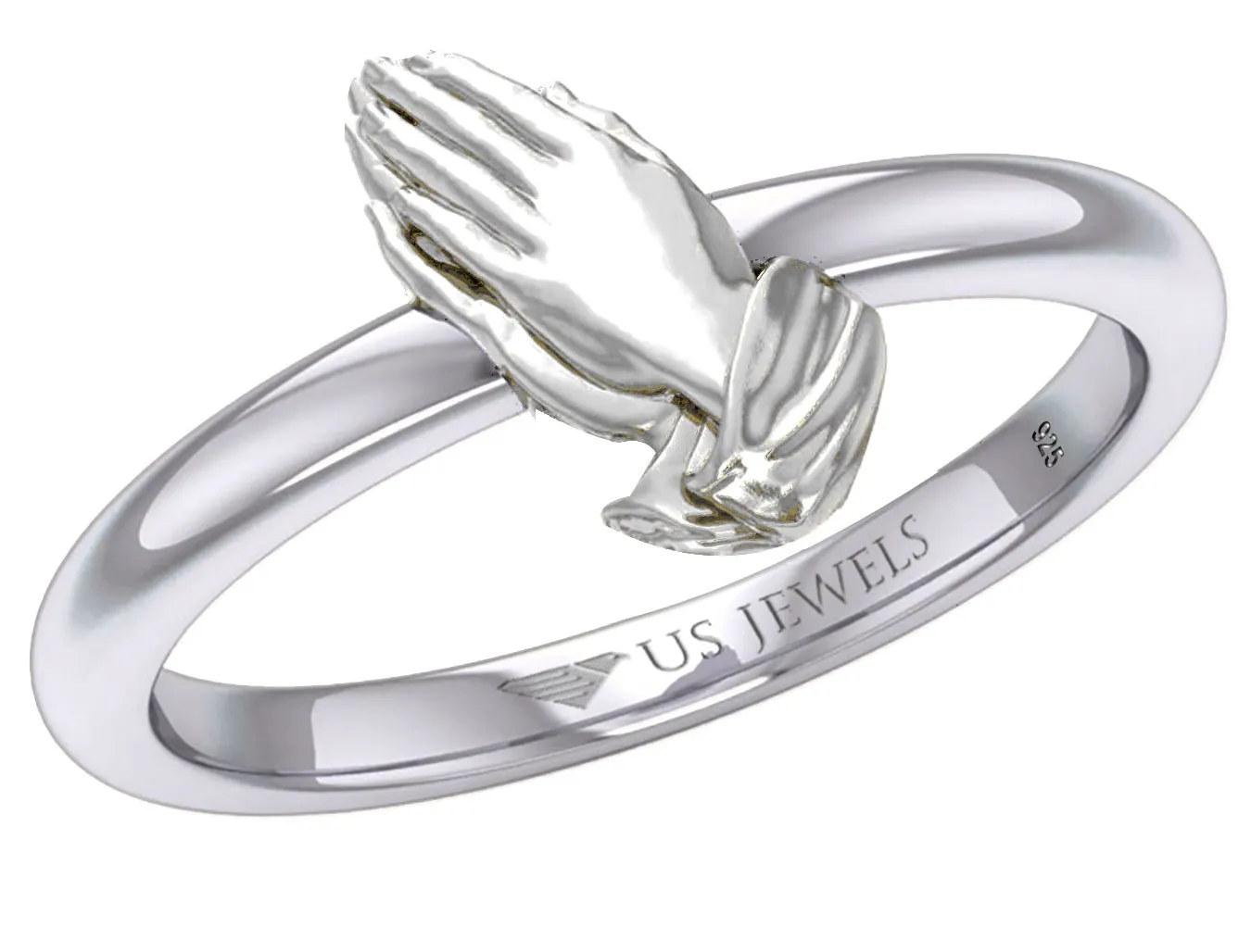 Ladies 925 Sterling Silver Jesus Praying Hands Ring