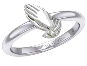 Ladies 925 Sterling Silver Jesus Praying Hands Ring