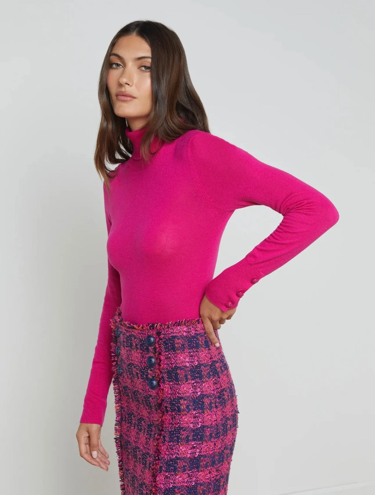 L’AGENCE - Flora Turtleneck Sweater - Fuchsia Rose