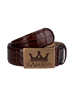 Lambda Bari Brown Men's Belt Croco