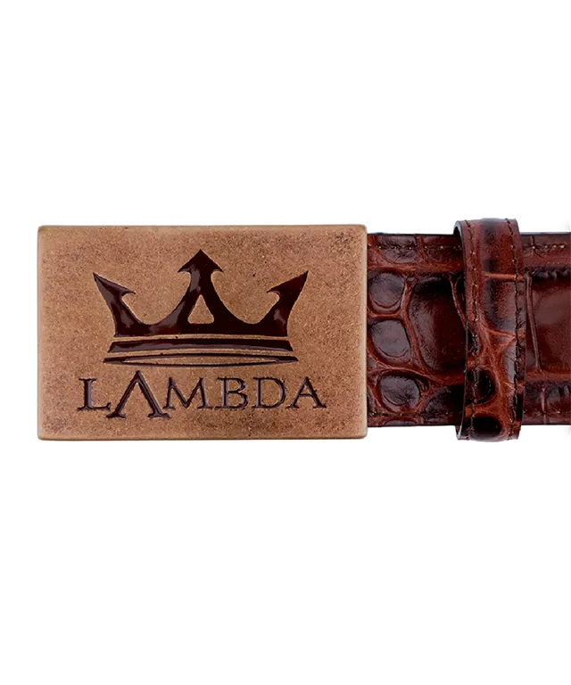 Lambda Bari Brown Men's Belt Croco