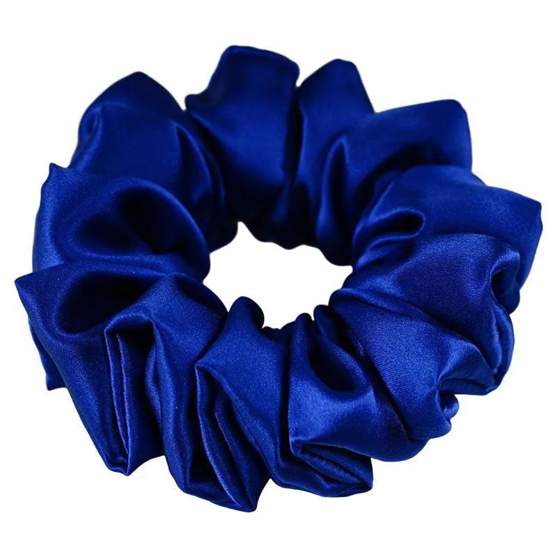 Large Silk Scrunchies Fluffy - Diamond Blue