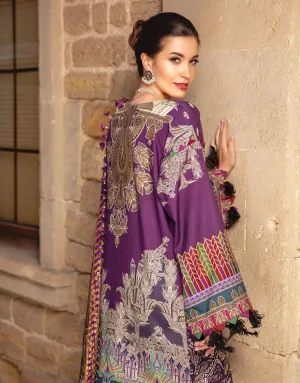Latest embroidered Pakistani designer linen dress in purple color # P2413