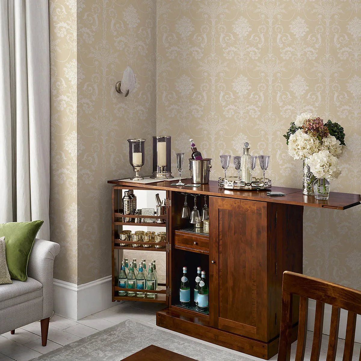 Laura Ashley Wallpaper Matt Josette Linen Damask Smooth Washable 5.2m²