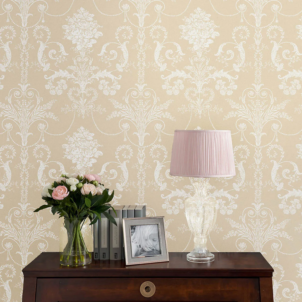 Laura Ashley Wallpaper Matt Josette Linen Damask Smooth Washable 5.2m²