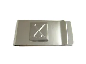 Letter X Etched Monogram Money Clip