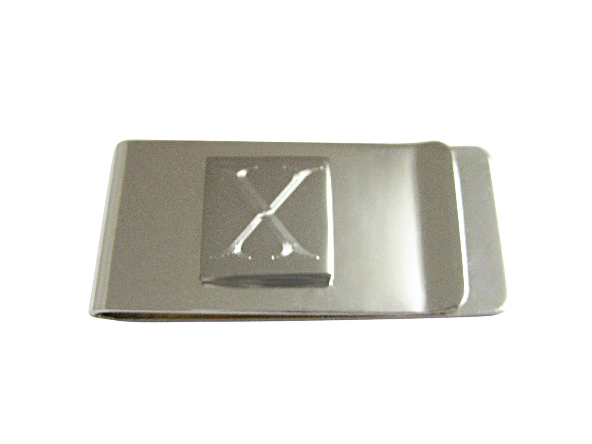 Letter X Etched Monogram Money Clip