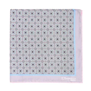 LIGHT GREY HAND-PRINTED SILK POCKET SQUARE