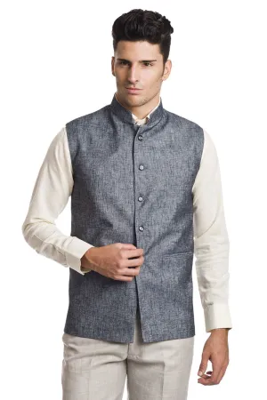 Linen Blend Grey Modi Nehru Jacket