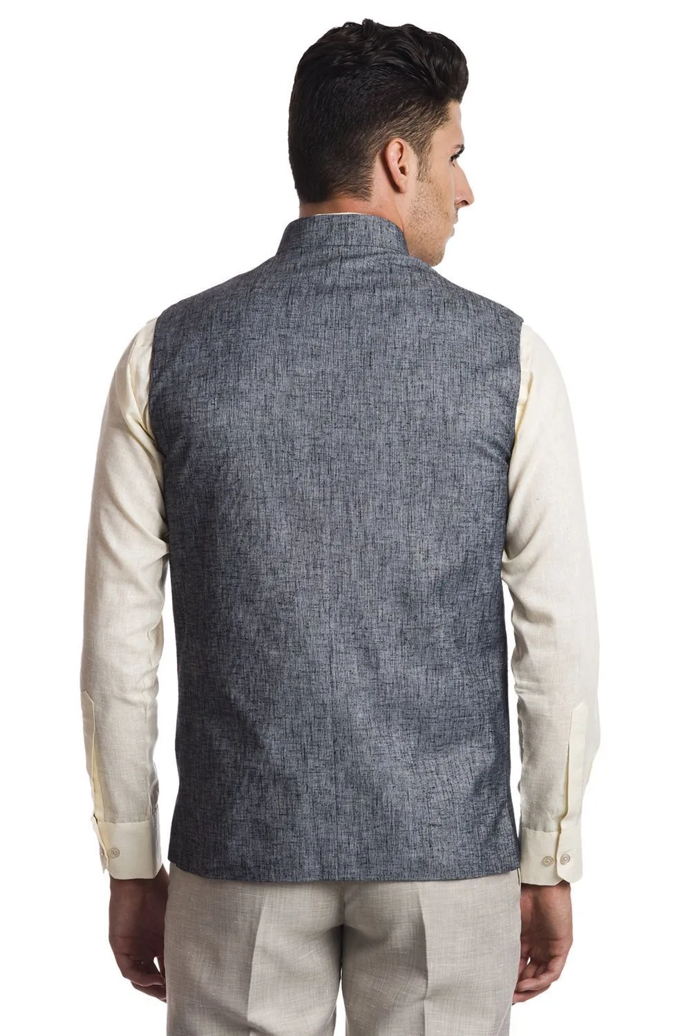 Linen Blend Grey Modi Nehru Jacket