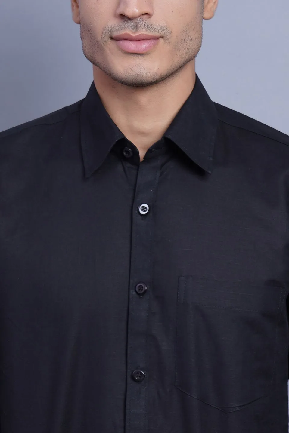 Linen Cotton Black Shirt